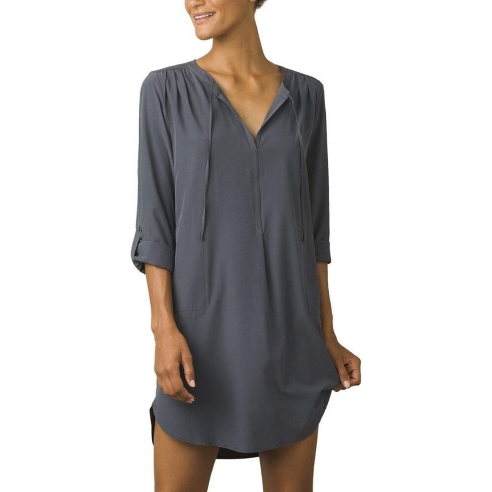 EUC Women's prAna Natassa Travel Tunic Shirt Dress in Coal | Size M
